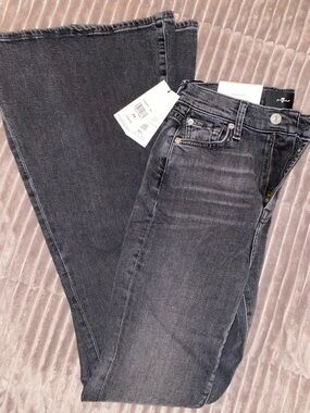 NWT 7 For All Mankind Mega Flare Jeans in Black Size 24